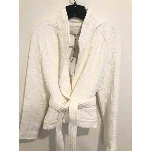 IRO Hawaispe White Cotton Jacquard Jacket Belted - Picture 3 of 8